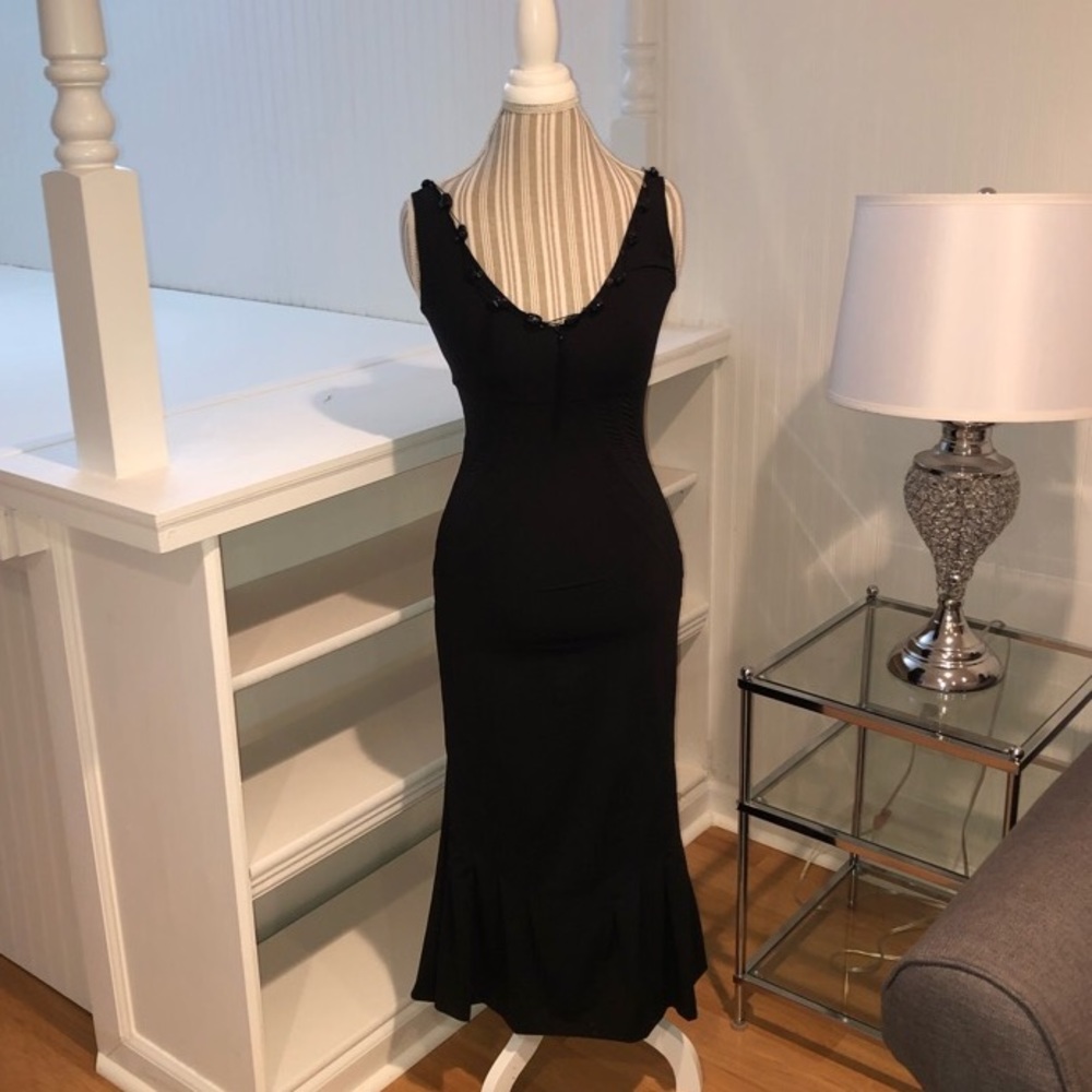 Roberto Cavali CLASS deep-V black dress with beads